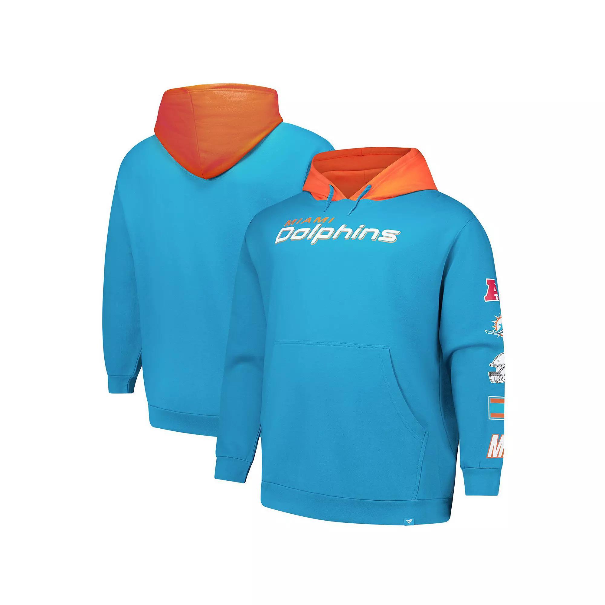 Men's Fanatics Aqua Miami Dolphins Big & Tall Patched Out Pullover Hoodie, Size: 4XB, Turquoise A Product Image
