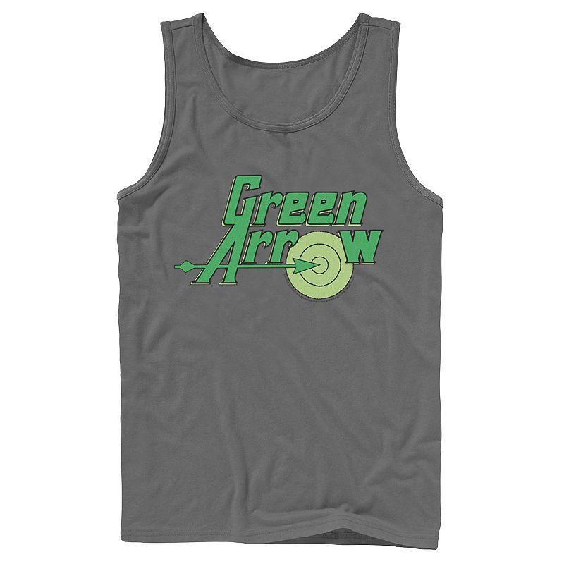 Men's DC Comics The Green Arrow Vintage Text Poster Tank Top, Size: Large, White Product Image