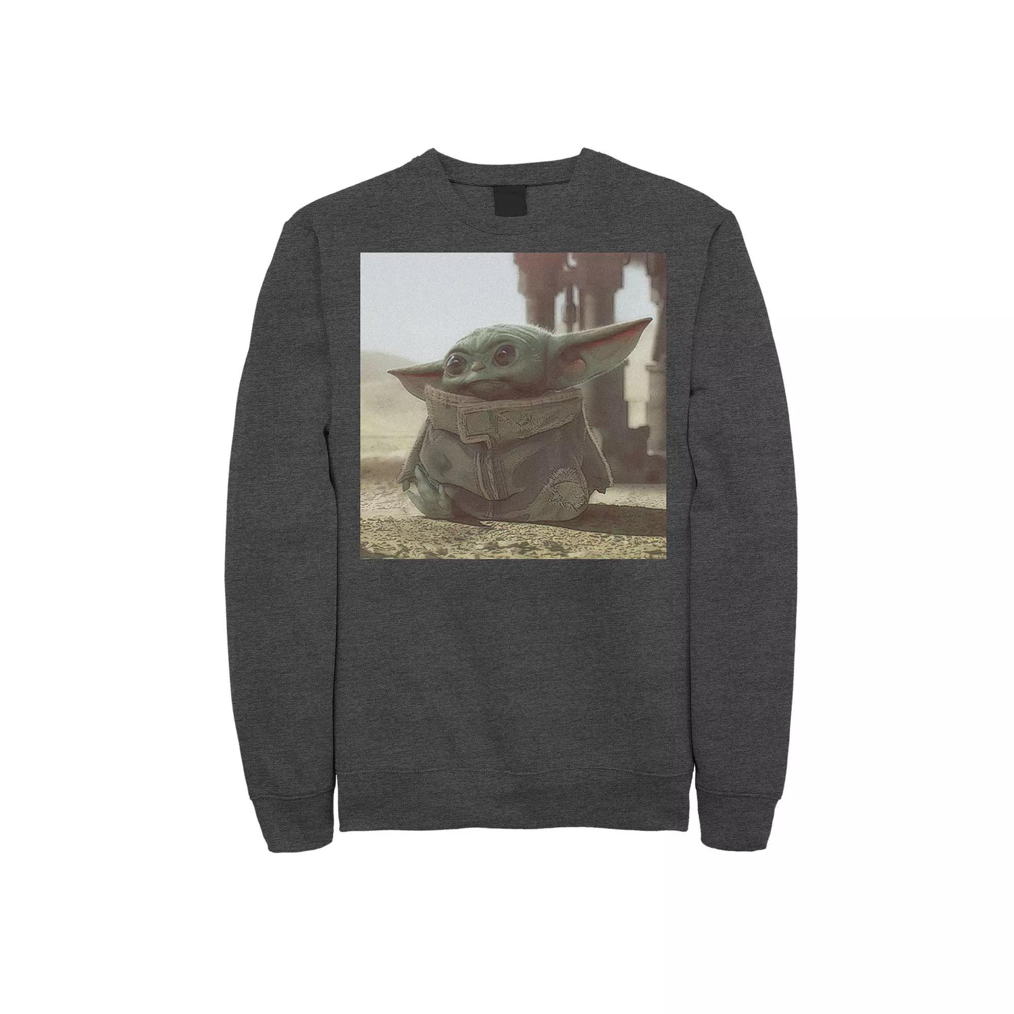 Men's Star Wars The Mandalorian The Child aka Baby Yoda Photograph Sweatshirt, Size: XL, Black Product Image