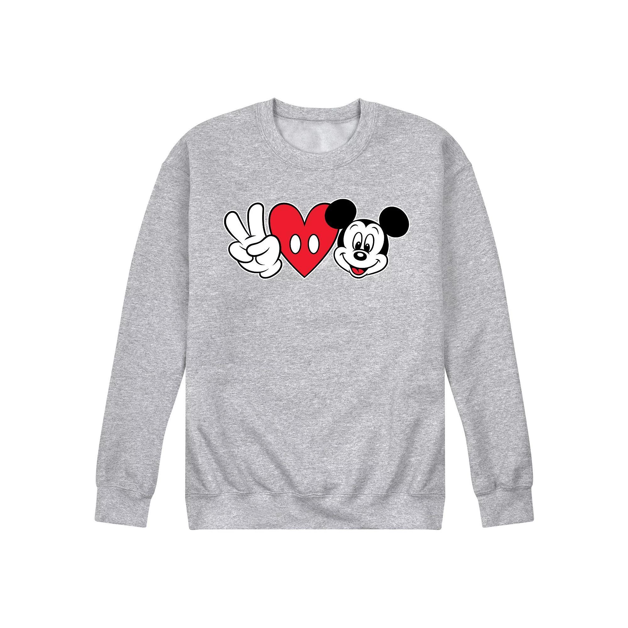 Disneys Mickey Mouse Mens Peace Love Mickey Fleece Sweatshirt Product Image