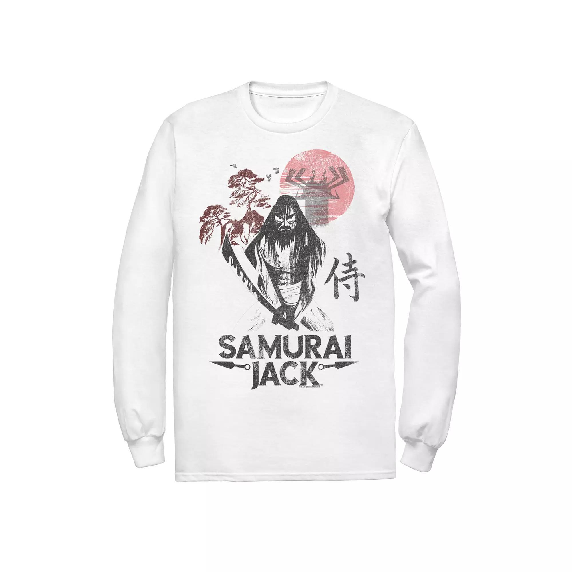 Men's Cartoon Network Samurai Jack Epic Warrior Kanji Art Rock Long Sleeve Tee, Size: Medium, White Product Image