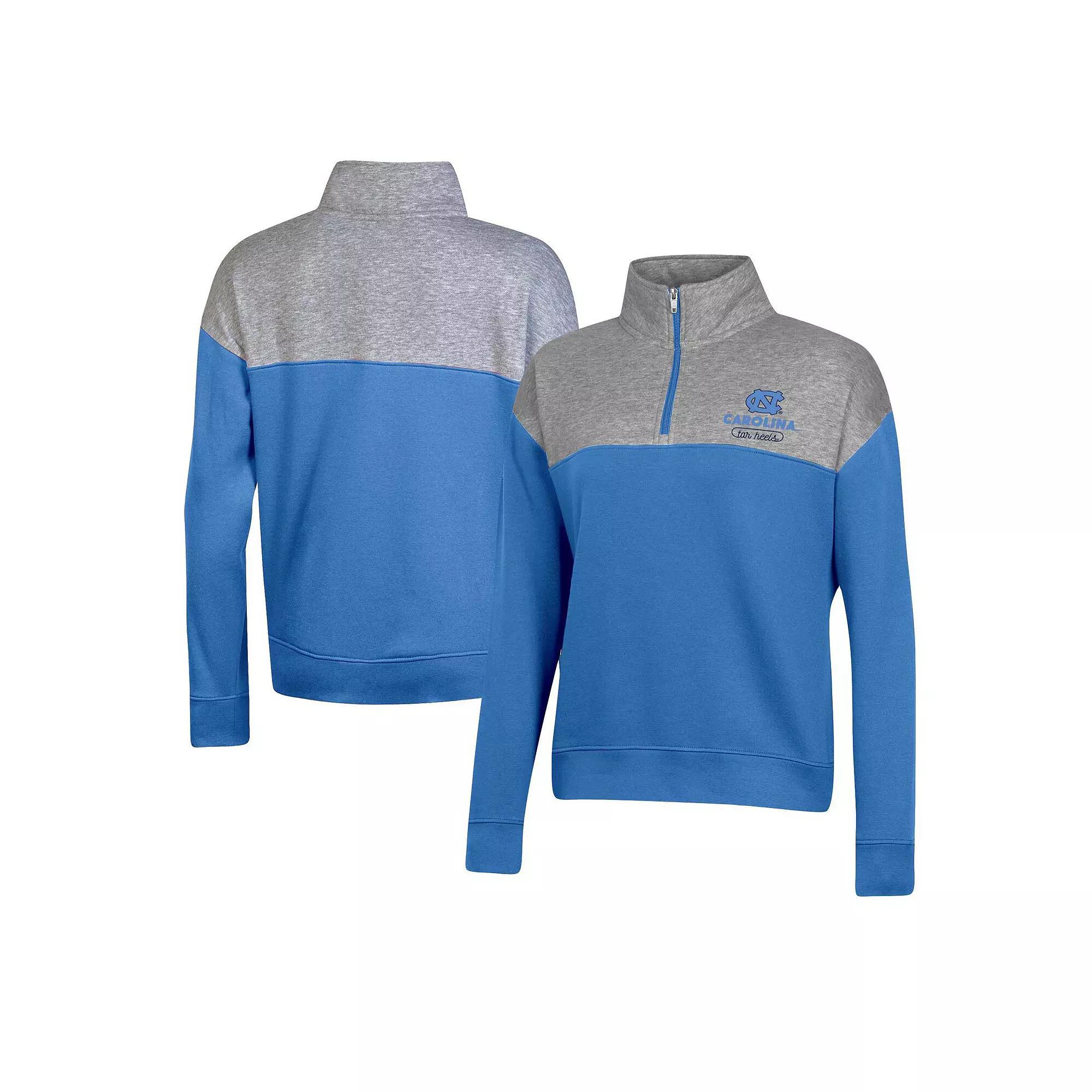 Women's Champion Carolina Blue North Carolina Tar Heels Color-Blocked Quarter-Zip Sweatshirt, Size: Large, Light Product Image