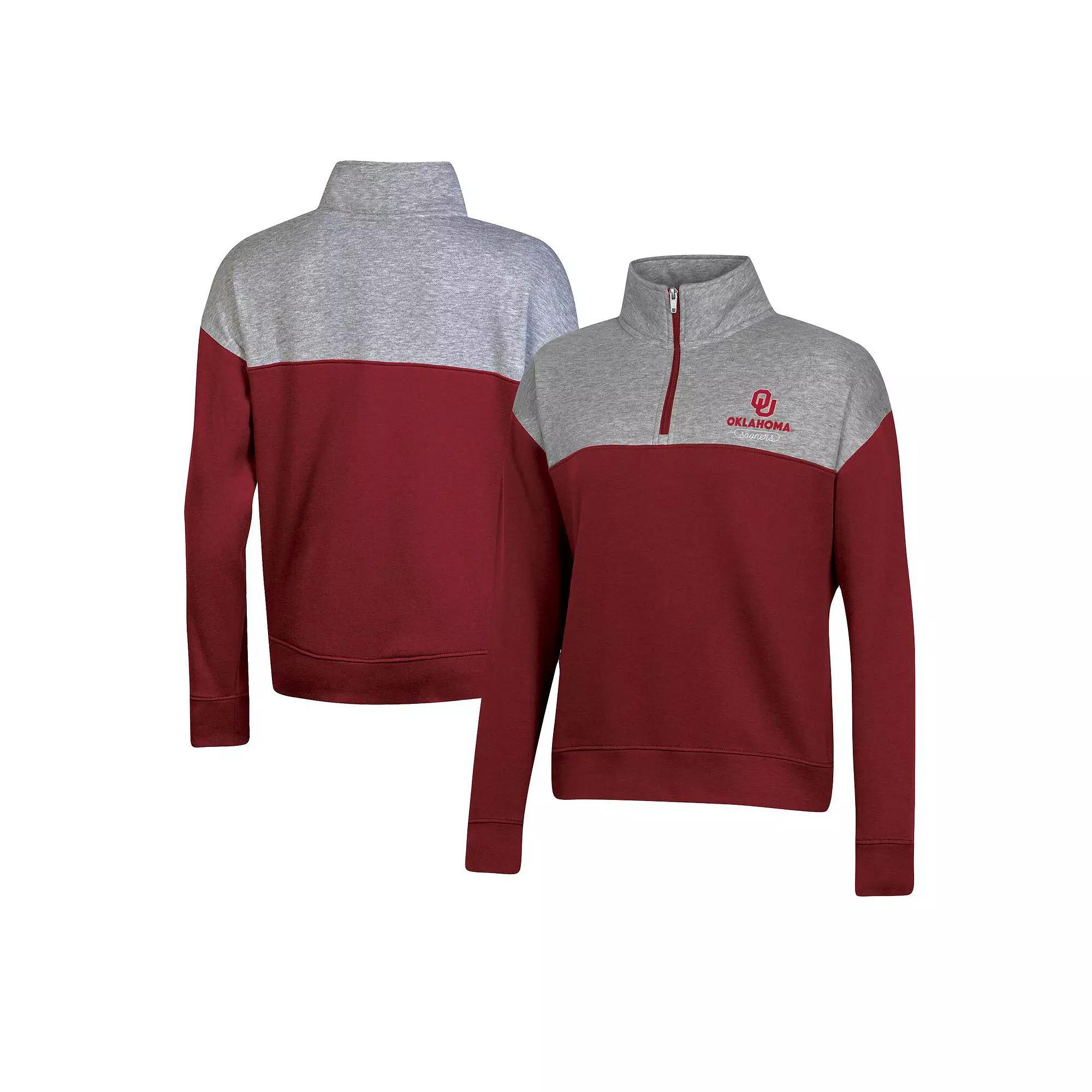 Women's Champion Crimson Oklahoma Sooners Color-Blocked Quarter-Zip Sweatshirt, Size: Large, Red Product Image