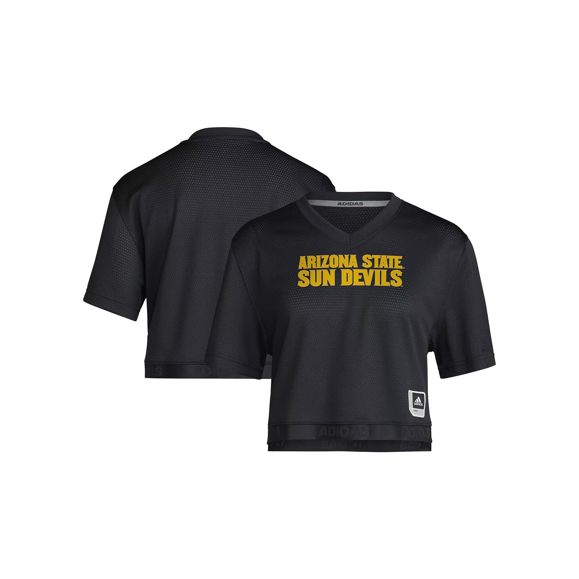 Women's adidas Black Arizona State Sun Devils Primegreen V-Neck Cropped Jersey, Size: XL Product Image