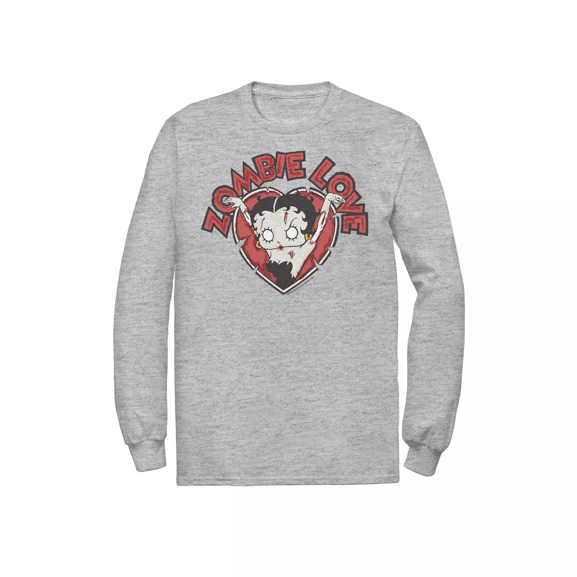 Big & Tall Betty Boop Zombie Love Long Sleeve Graphic Tee, Men's, Size: XXL Tall, Athletic Grey Product Image
