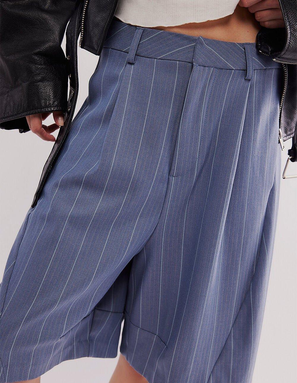 FREE PEOPLE Something About You Womens Trouser Shorts - BLUE COMBO Product Image