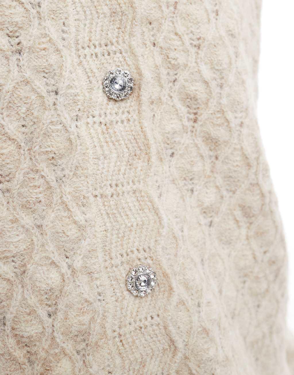 VERO MODA AWARE textured scalloped cardigan in cream Product Image