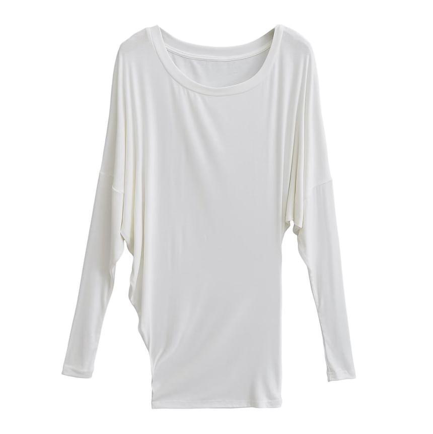 Long-Sleeve Scoop Neck Asymmetrical Mini Sheath Dress Product Image