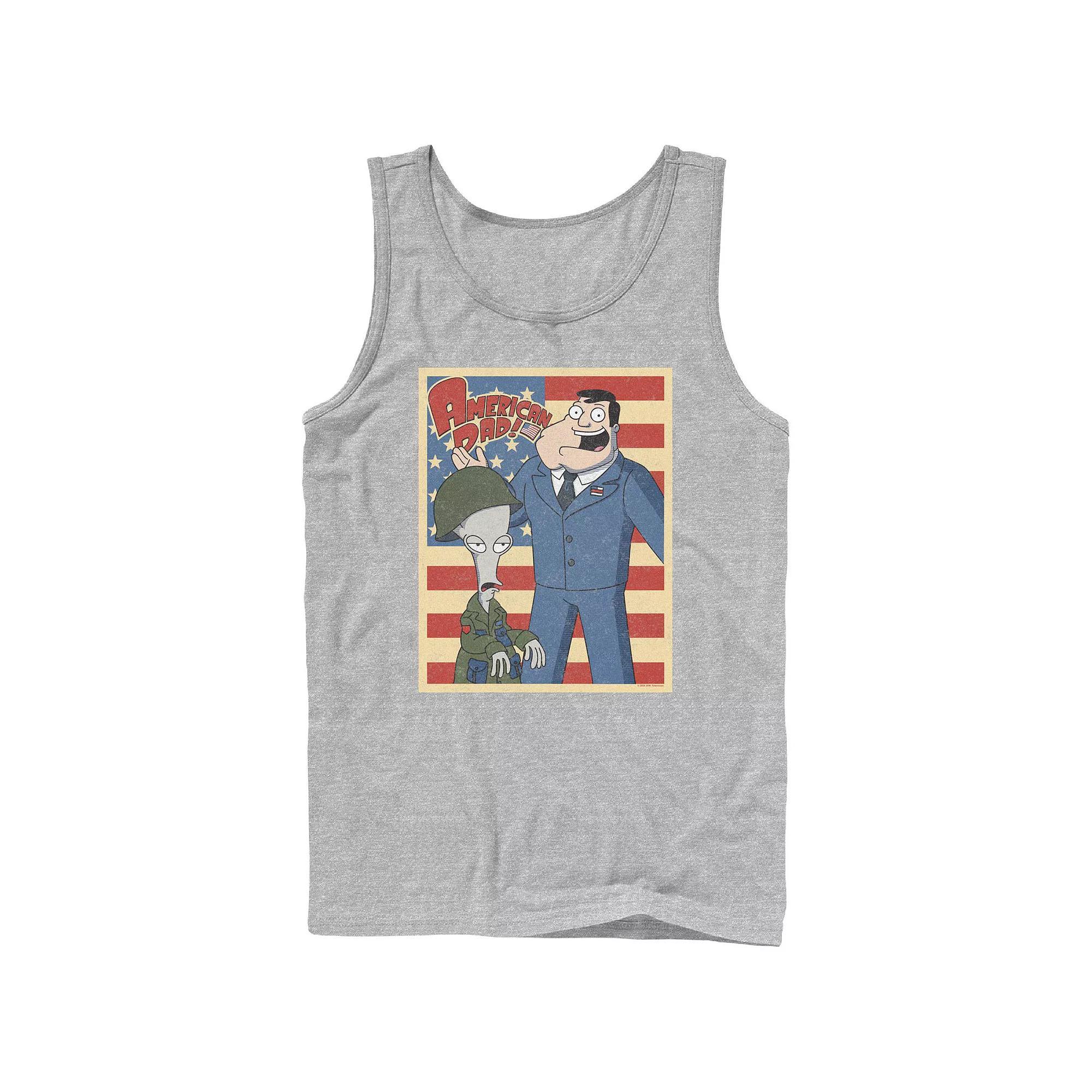 Men's American Dad Enlisted Stamp Graphic Tank, Size: Large, Athletic Grey Product Image