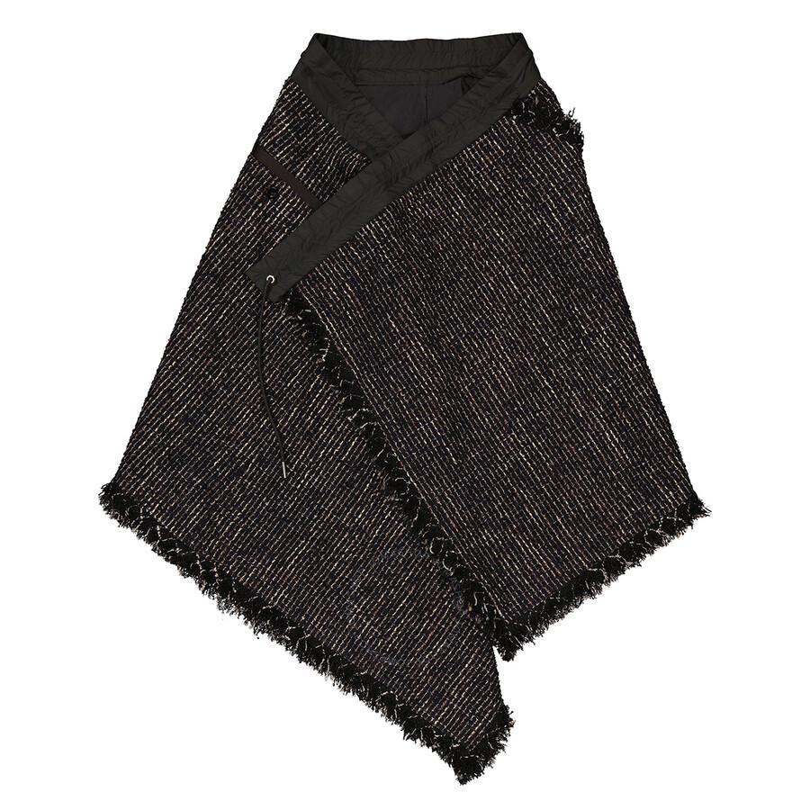 SACAI Ladies Tweed Asymmetric Midi Skirt In Beige Product Image