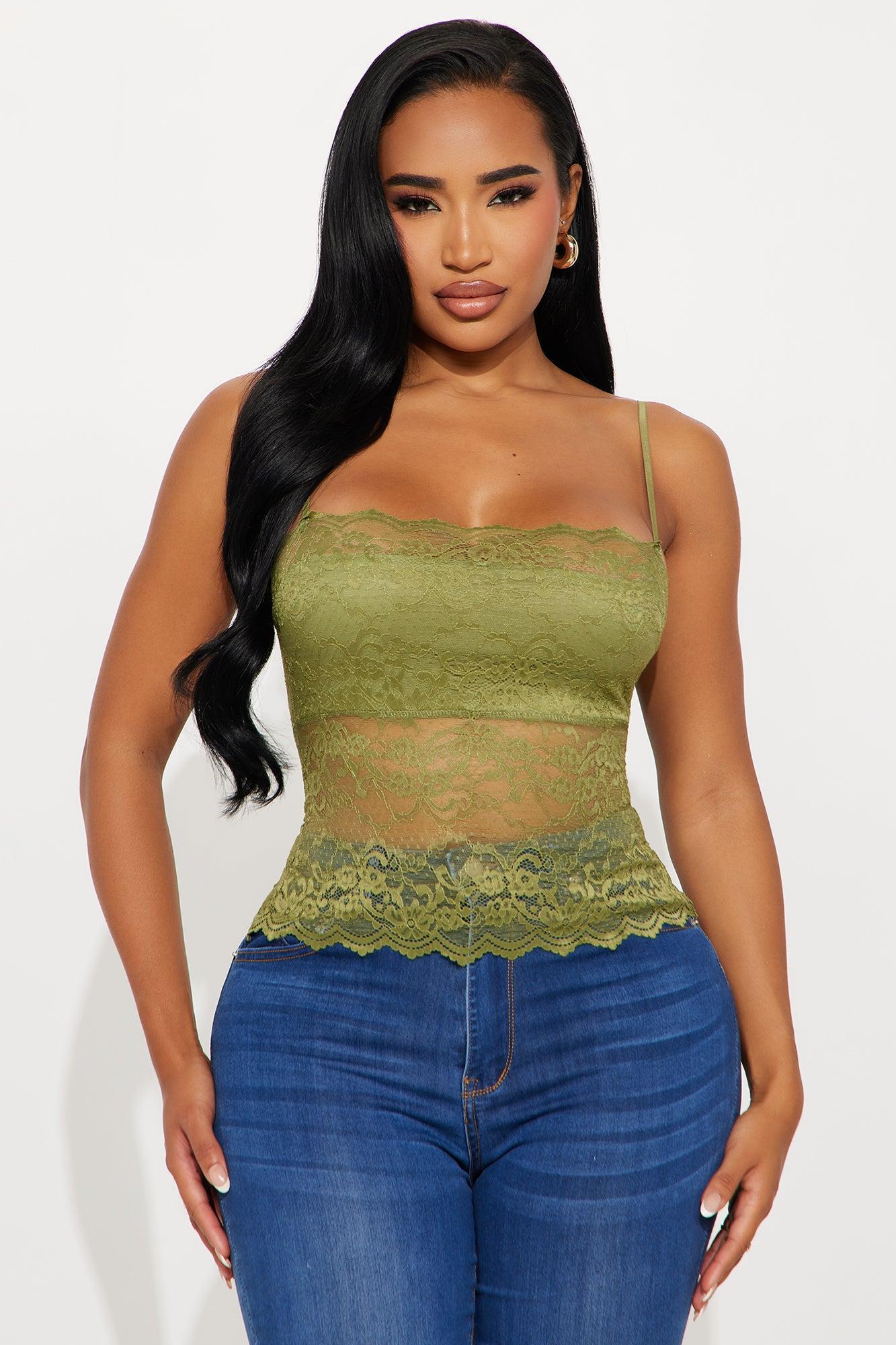 Bellerose Lace Cami Top - Green Product Image