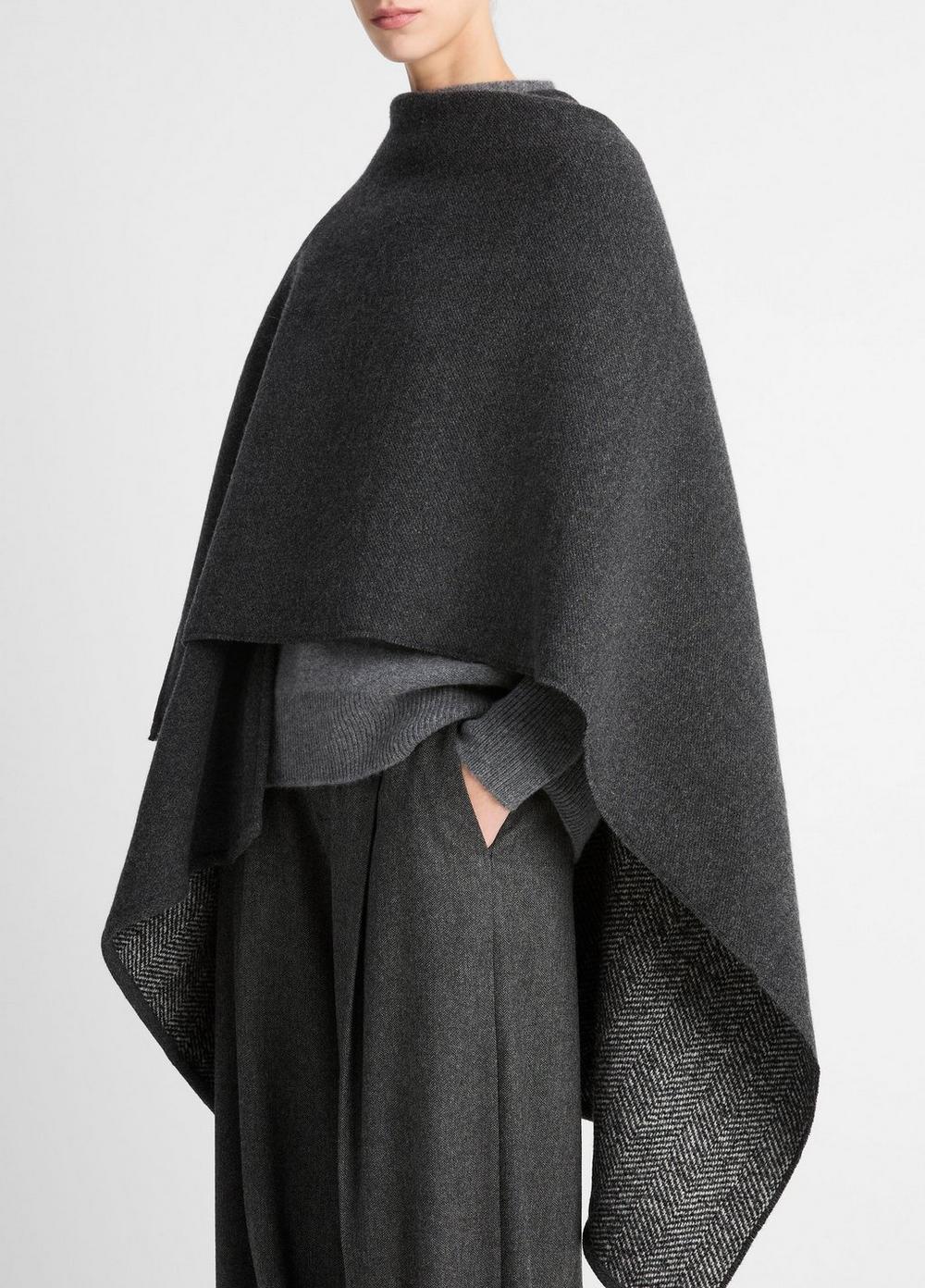 Womens Wool-Blend Boucl Cape, Black Vince Product Image