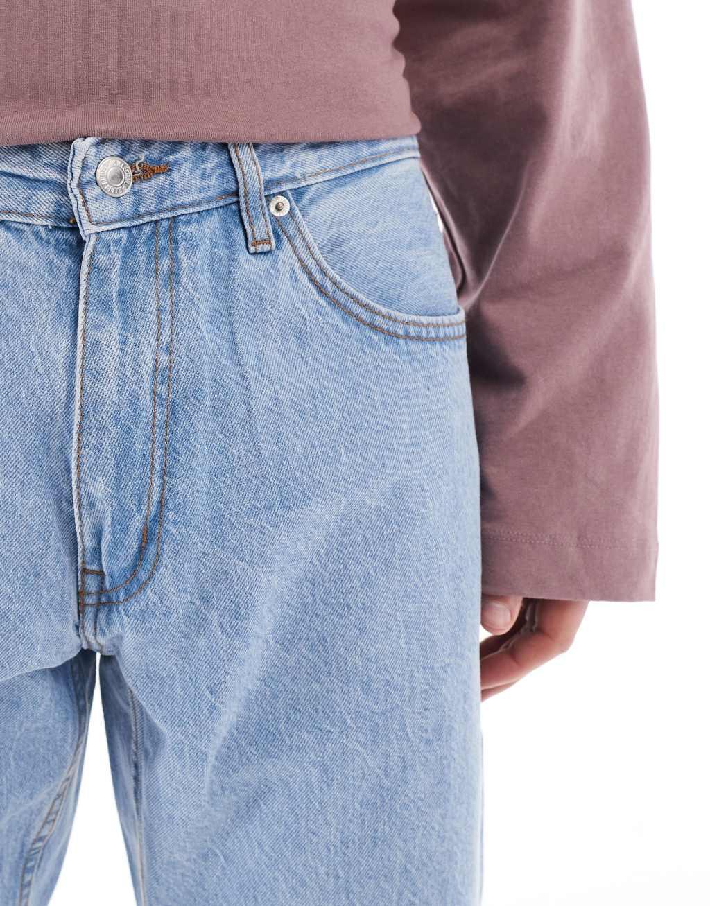 Pull&Bear standard fit jeans in mid blue Product Image