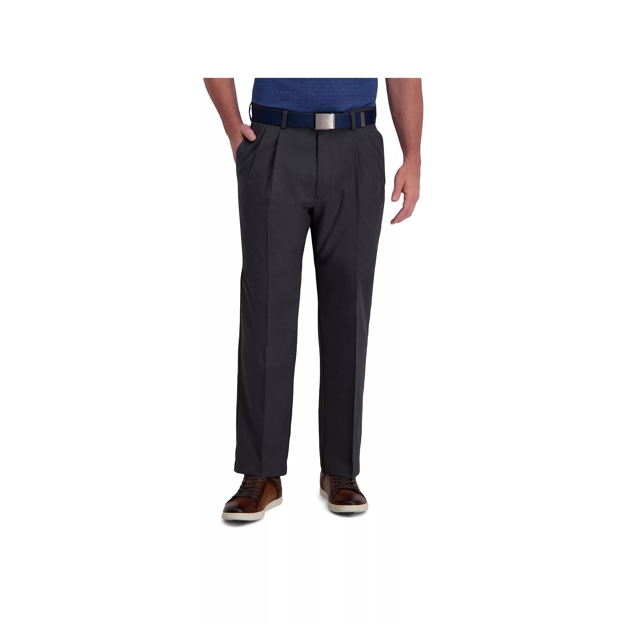 Men's Haggar® Cool Right® Performance Flex Classic-Fit Pleated Pants, Size: 44X29, Green Product Image