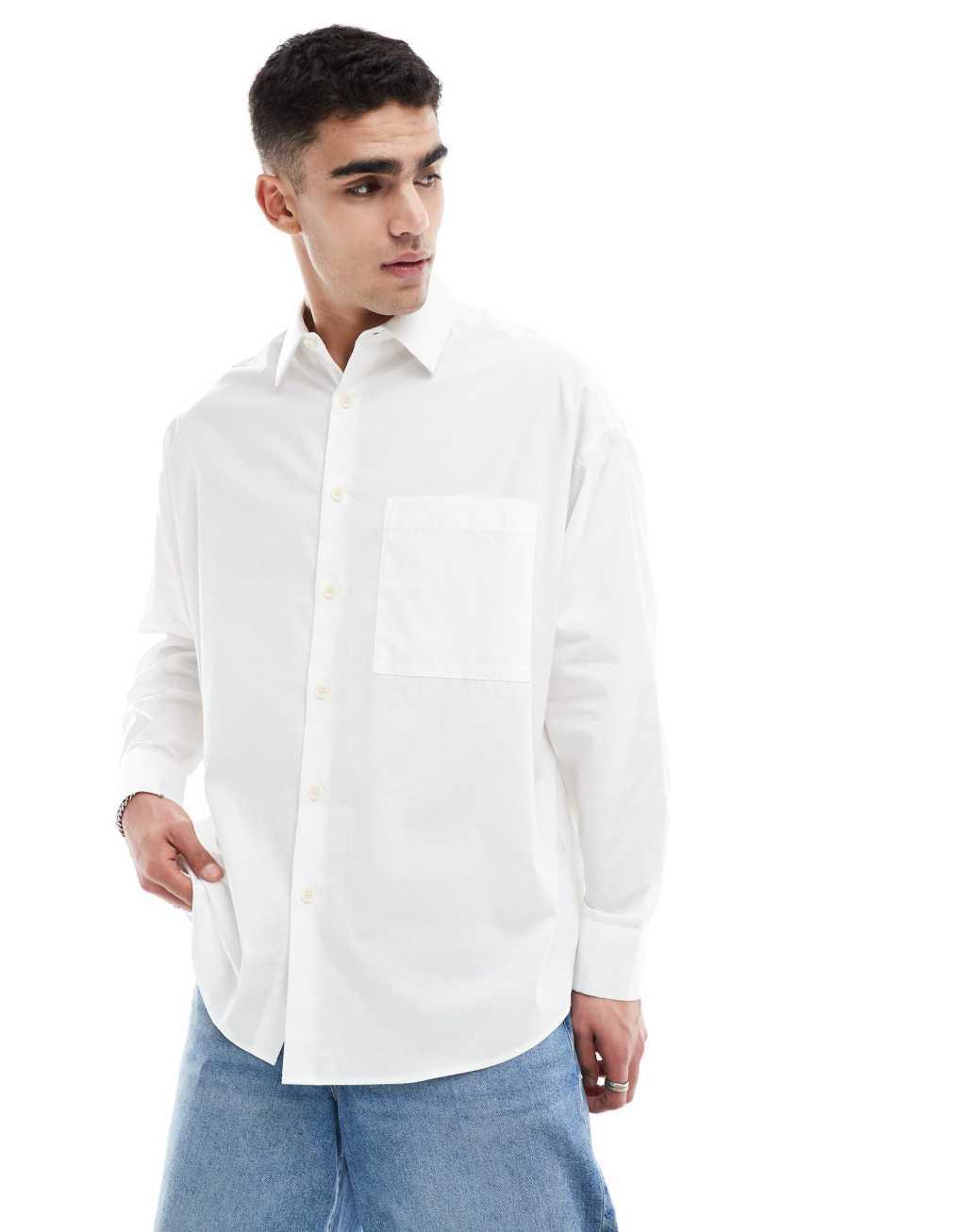 ASOS DESIGN extreme oversized smart shirt in white  Product Image