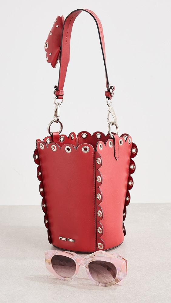 What Goes Around Comes Around Miu Miu Red Calfskin Scalloped Grommet Bag | Shopbop Product Image