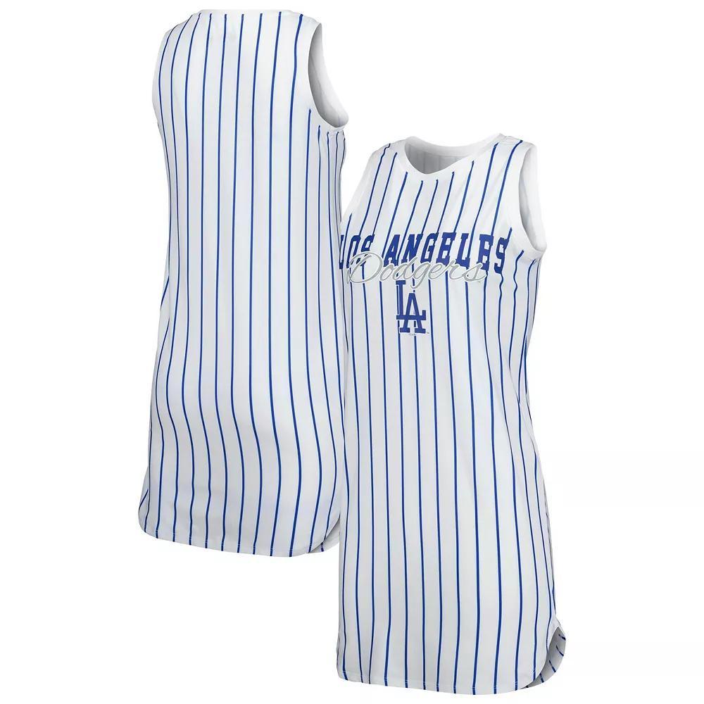 Women's Concepts Sport White Los Angeles Dodgers Reel Pinstripe Knit Sleeveless Nightshirt, Size: 2XL Product Image