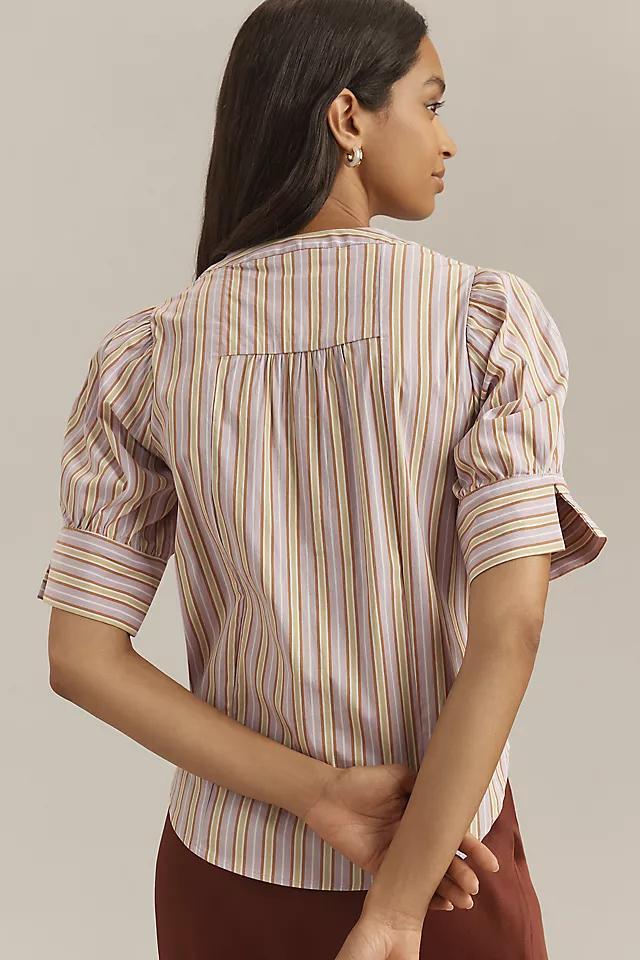 Maeve Puff-Sleeve V-Neck Blouse Product Image