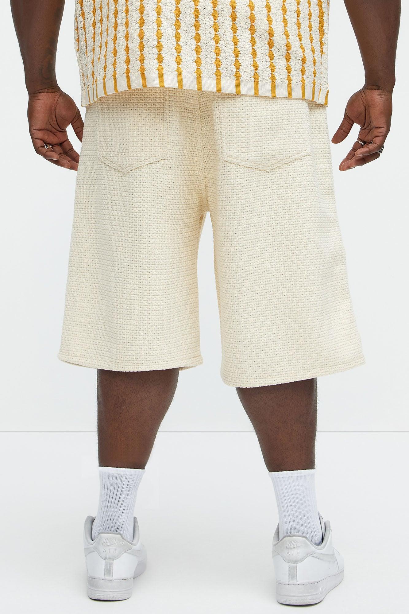 Linden Textured Baggy Shorts - Off White Product Image
