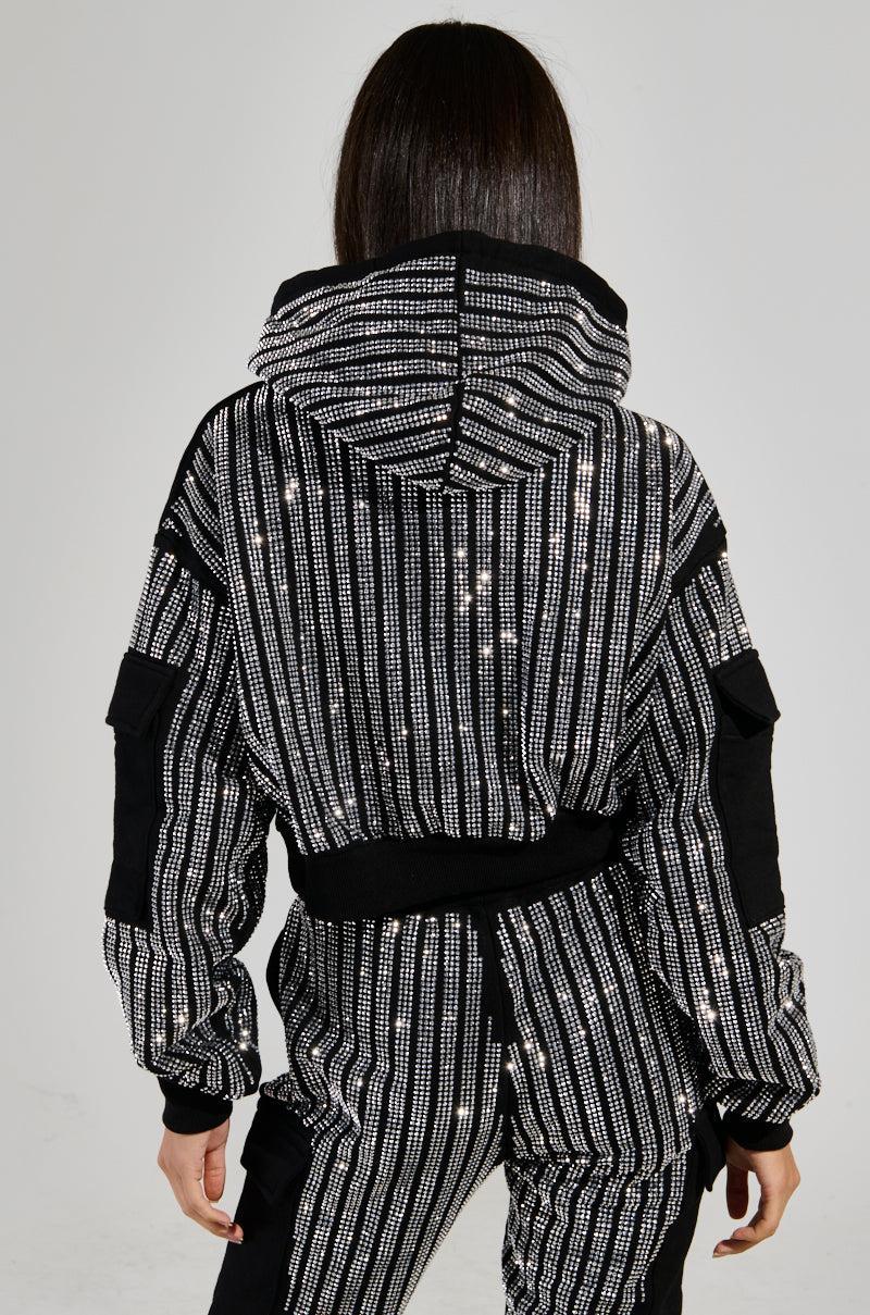 MELINA EMBELLISHED HOODED SWEATSHIRT Product Image