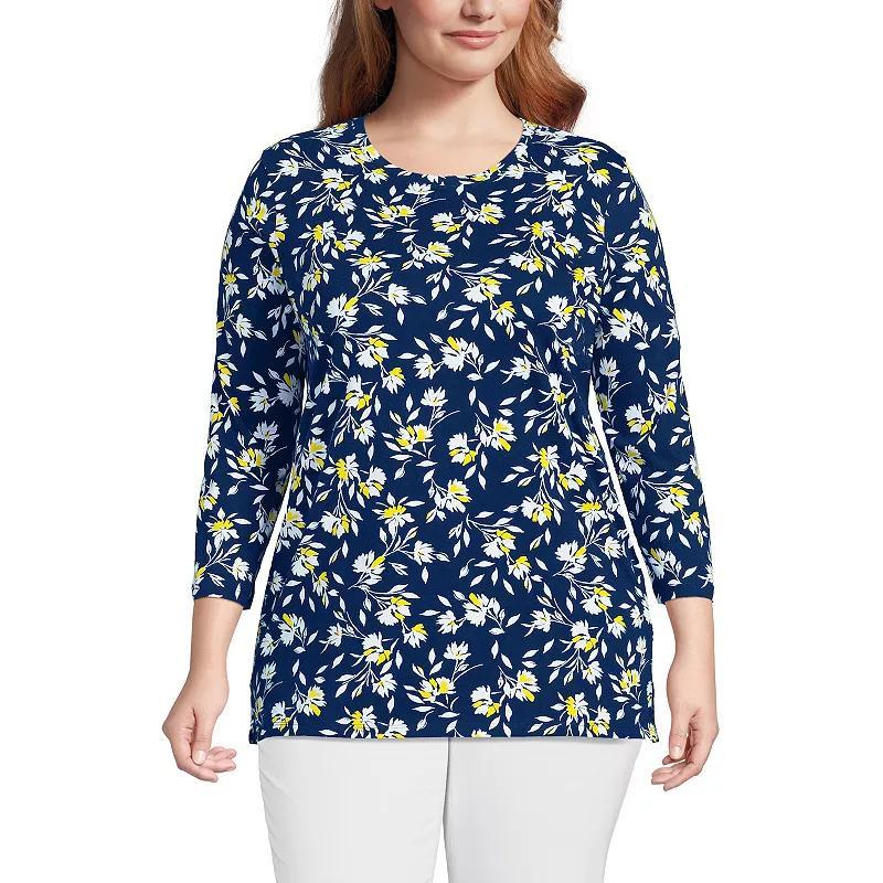 Plus Size Lands' End Supima Cotton Relaxed Fit Crewneck Tunic, Women's, Size: 3XL, Soft Orchid Stripe Product Image