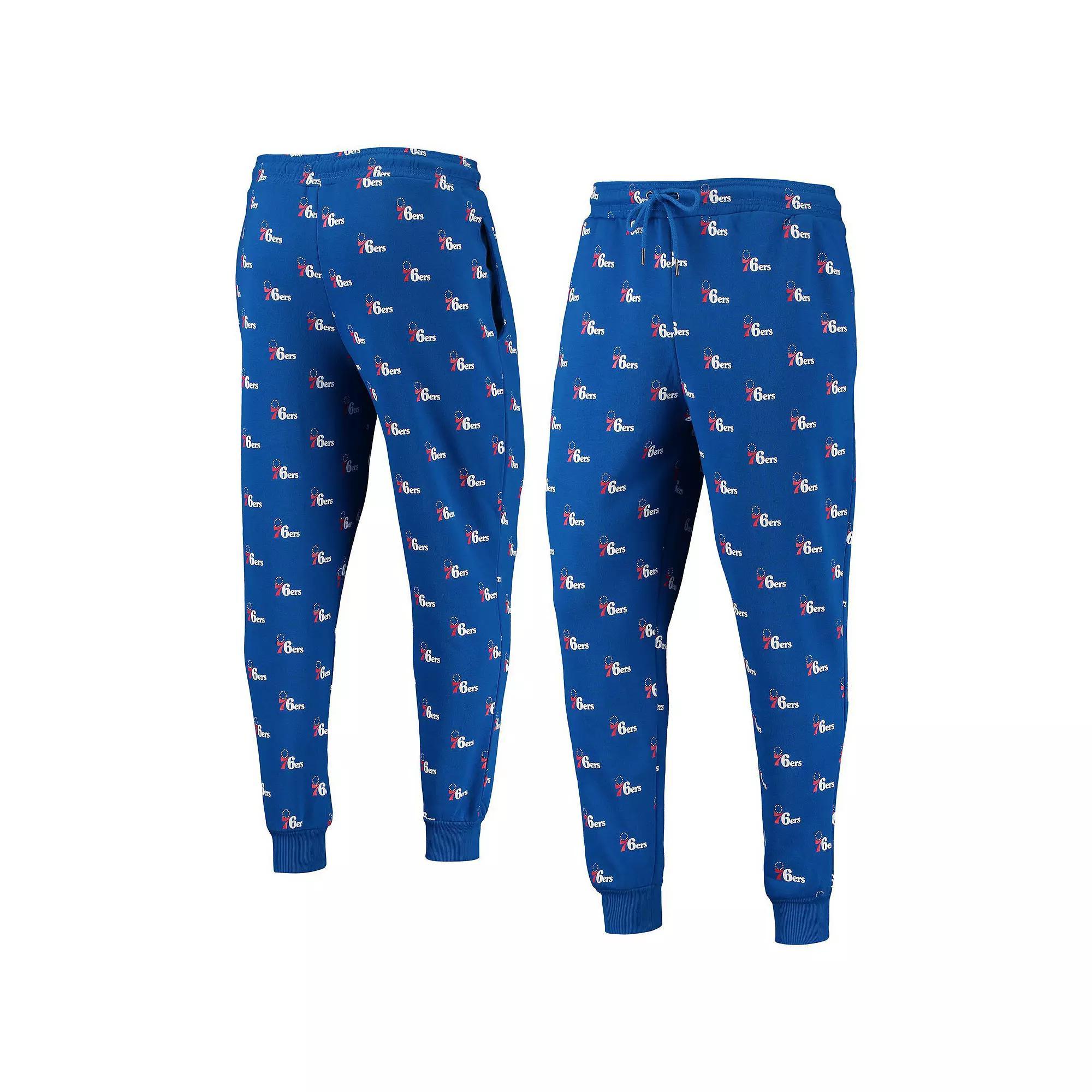 The Wild Collective Royal Philadelphia 76ers Allover Logo Jogger Pants, Women's, Size: Large, 76r Blue Product Image