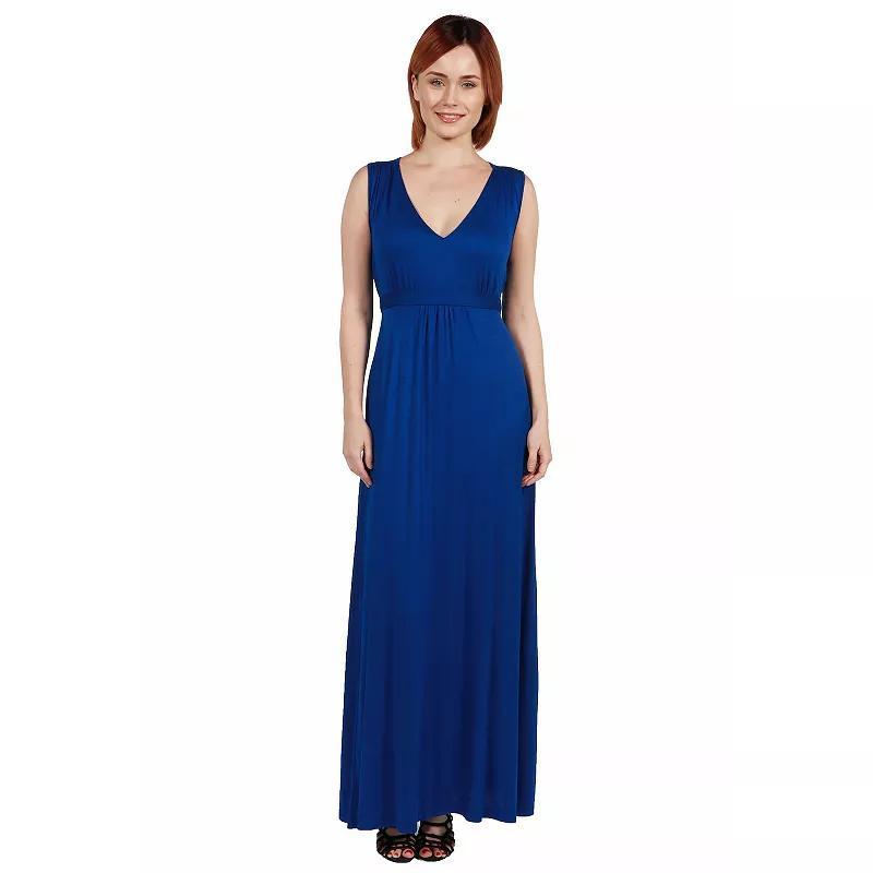 Women's 24seven Comfort Apparel V-Neck Sleeveless Maxi Dress, Size: Large, Royal Product Image