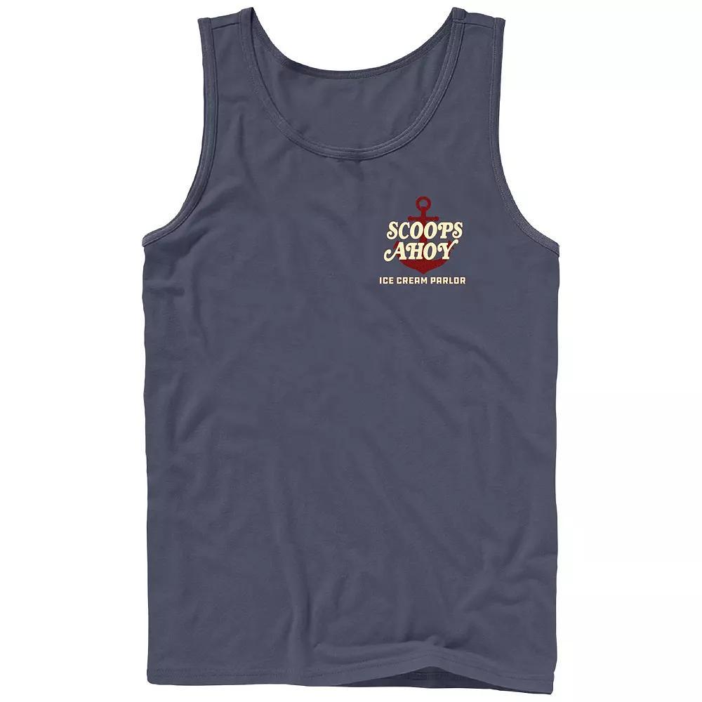 Men's Netflix Stranger Things Scoops Ahoy Ice Cream Parlor Graphic Tank Top, Size: Small, Blue Product Image