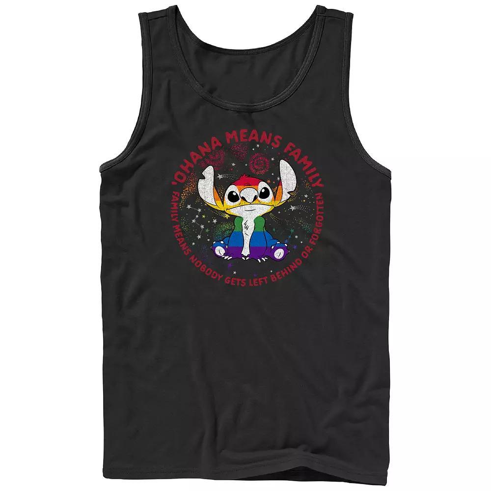 Disney's Lilo & Stitch Men's Ohana Rainbow Graphic Tank Top, Size: Large, Black Product Image