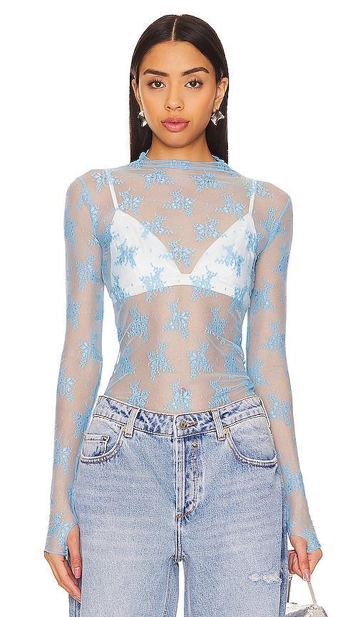 Free People Lady Lux Jacquard Sheer Mock Neck Long Sleeve Layering Top Product Image