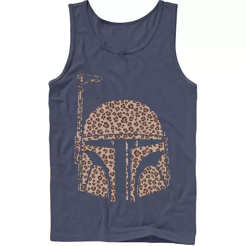 Men's Star Wars Boba Fett Helmet Cheetah Print Fill Tank Top, Size: XL, Black Product Image