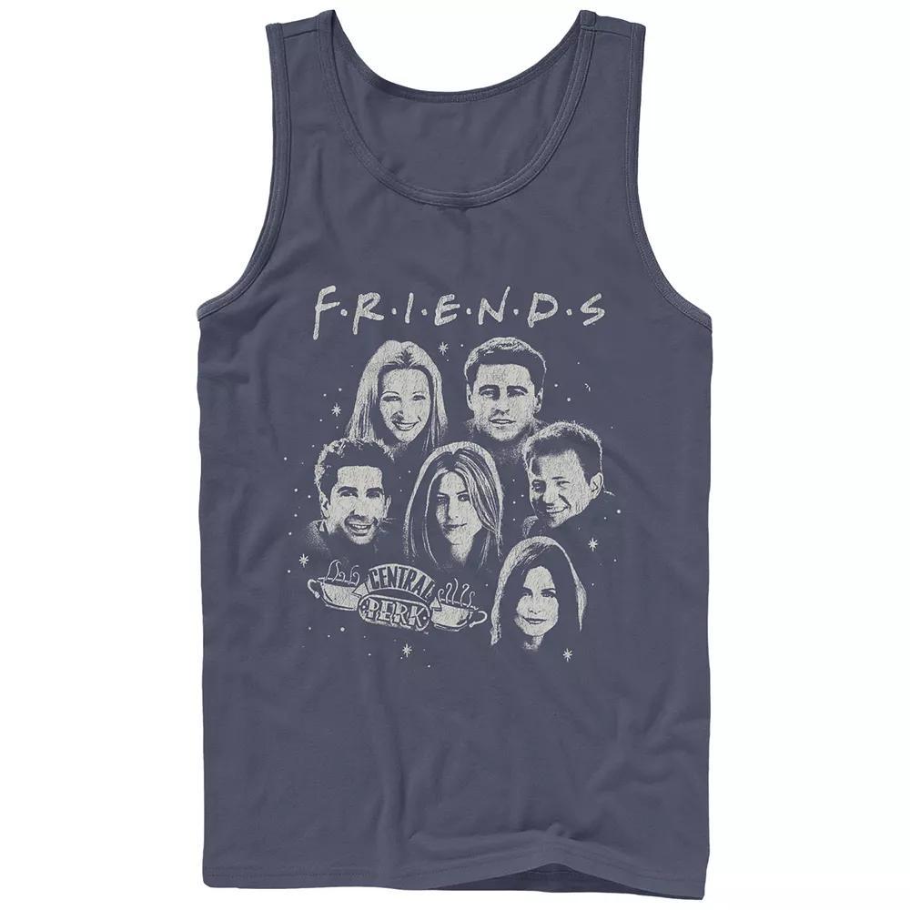 Men's Friends Main Cast Heads Portrait Graphic Tank Top, Size: Small, Blue Product Image