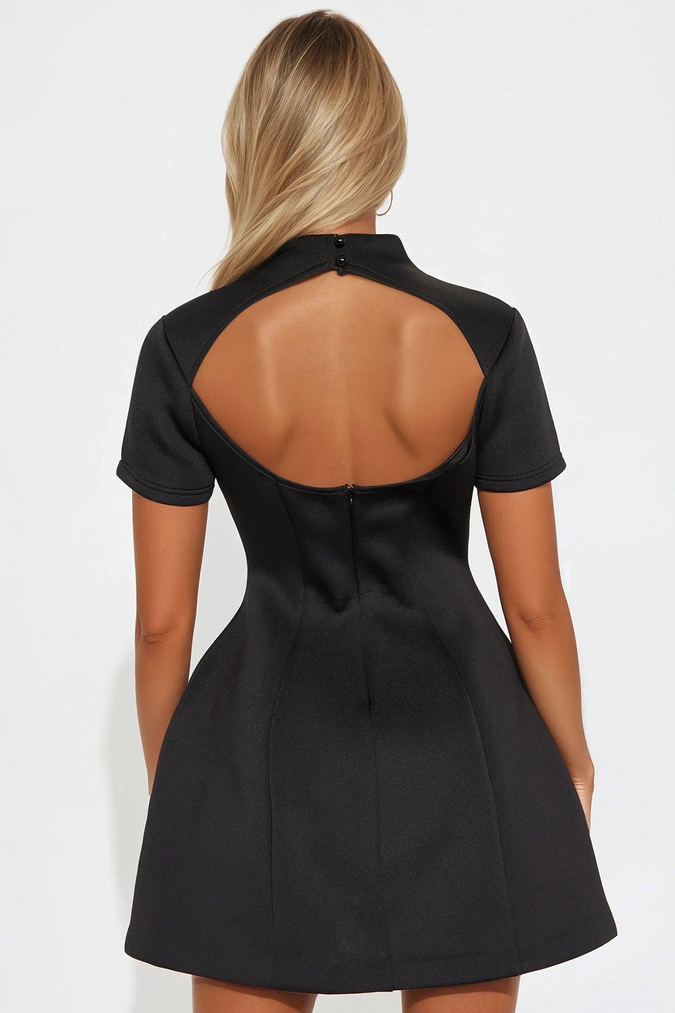 Major Moves Short Sleeve Scuba Micro Mini Dress - Black Product Image