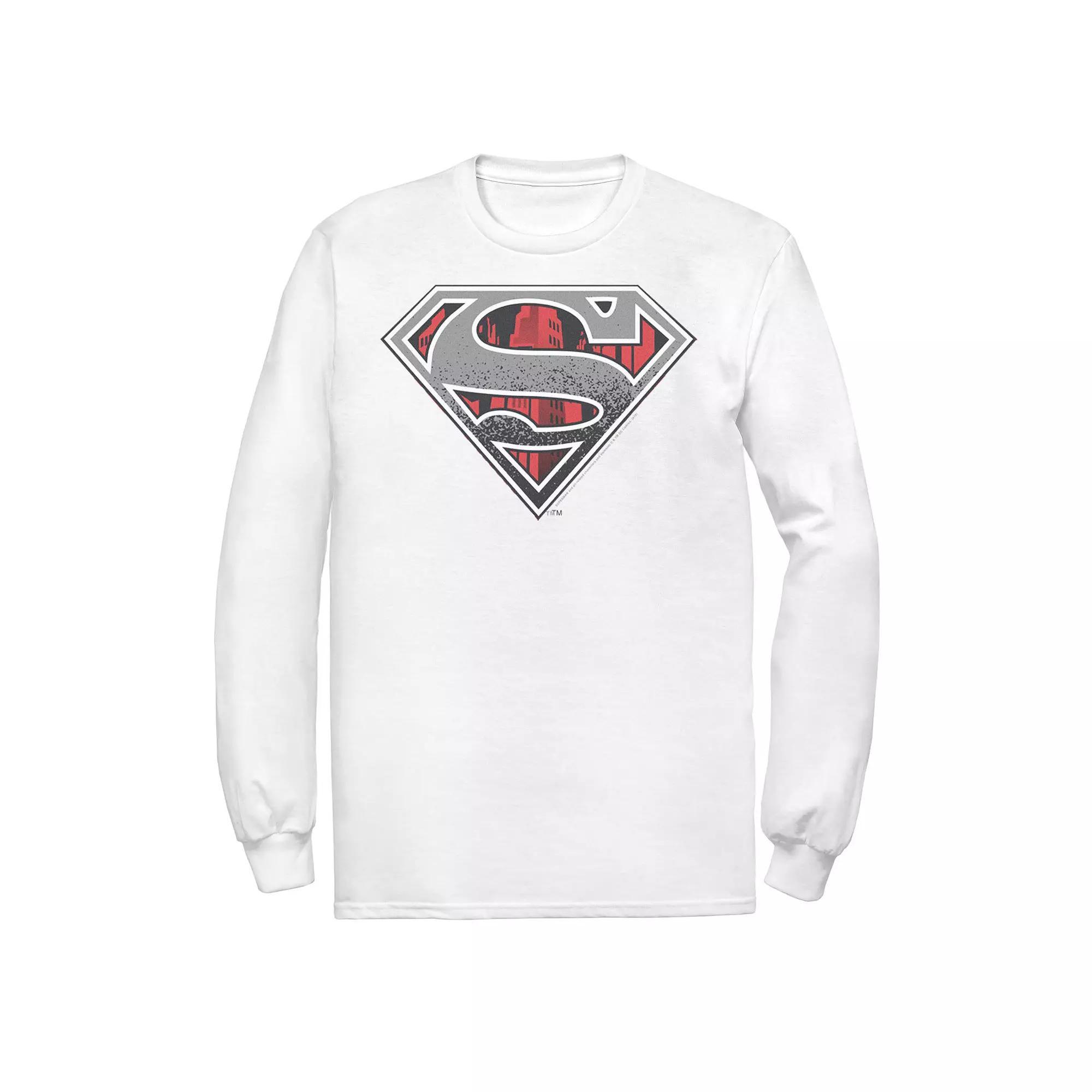 Men's DC Comics Superman Skyline Chest Logo Tee, Size: Large, White Product Image