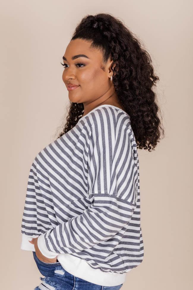 Before You Know It Black And White Striped Pullover FINAL SALE Product Image