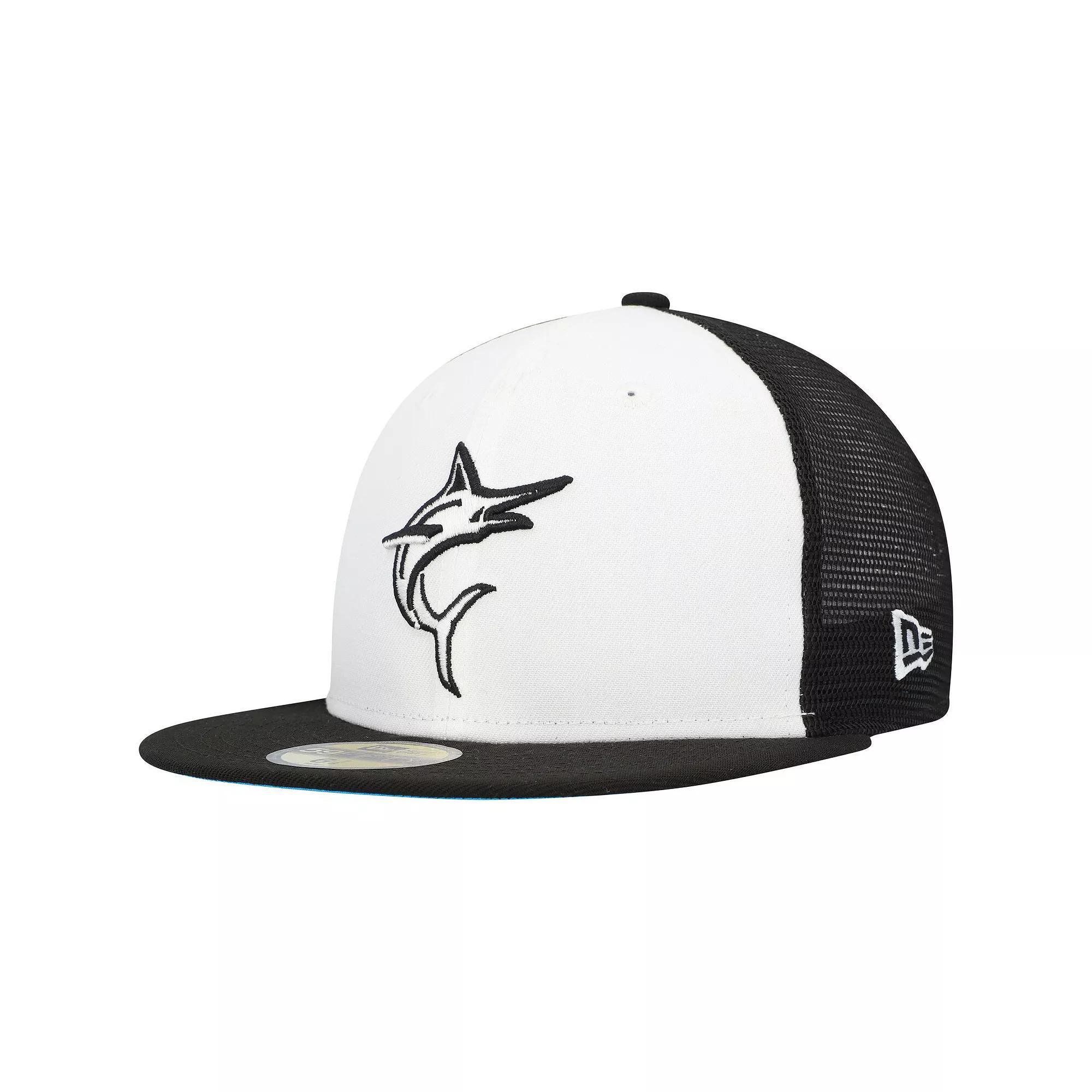 Men's New Era White/Black Miami Marlins 2023 On-Field Batting Practice 59FIFTY Fitted Hat, Size: 7 Product Image