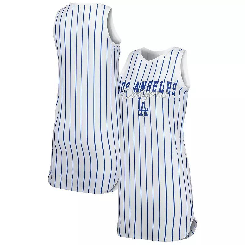Women's Concepts Sport White Los Angeles Dodgers Reel Pinstripe Knit Sleeveless Nightshirt, Size: 2XL Product Image