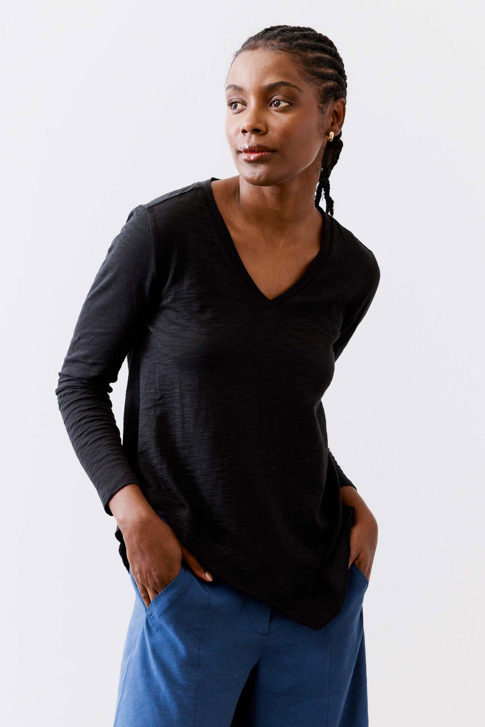 New Angle V-Neck Long Sleeve Top Product Image