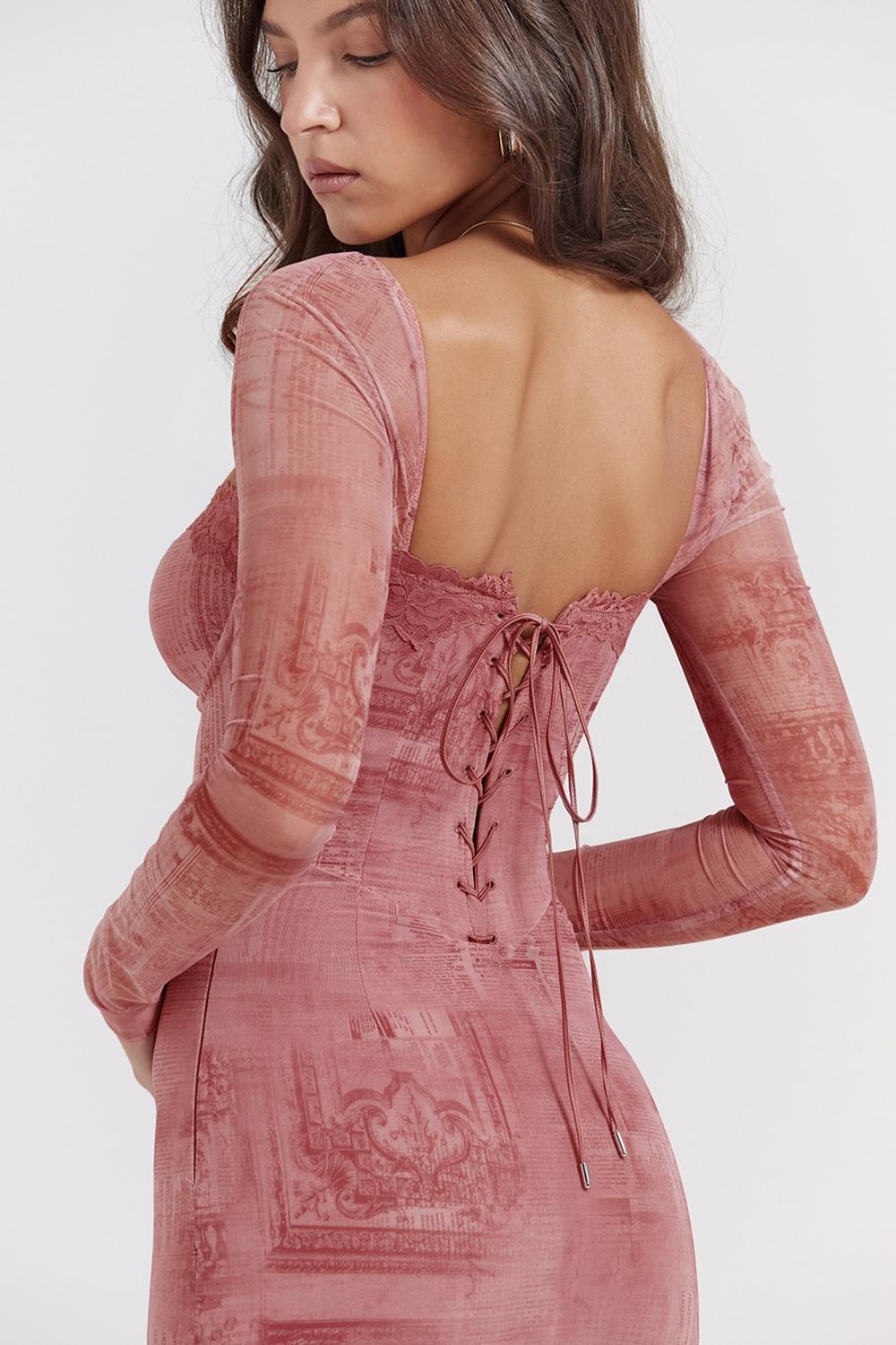 Seraphina Pink Print Corset Dress Product Image