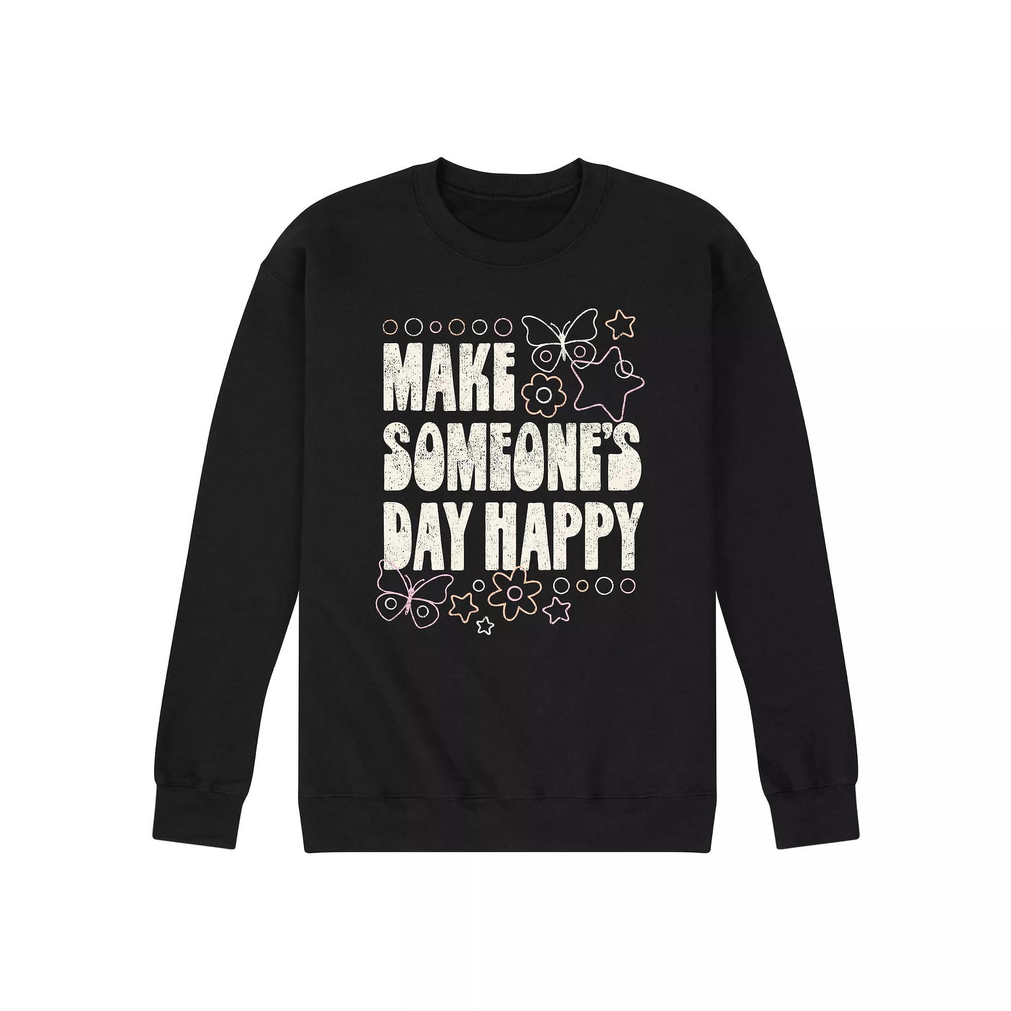 Mens Make Someones Day Happy Fleece Sweatshirt Pink Product Image