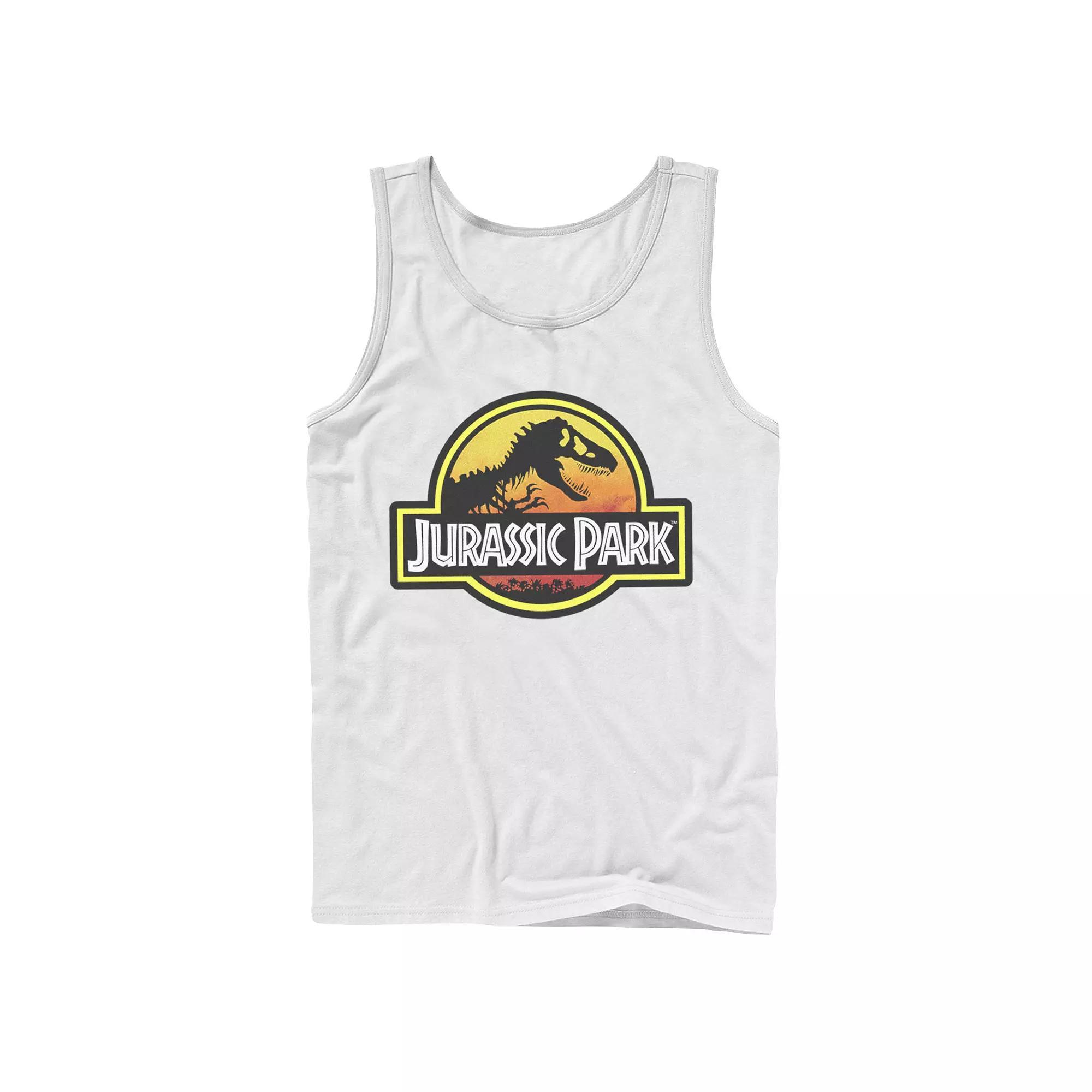 Mens Jurassic Park Sunset Circle Logo Outlined Graphic Tank Top Product Image