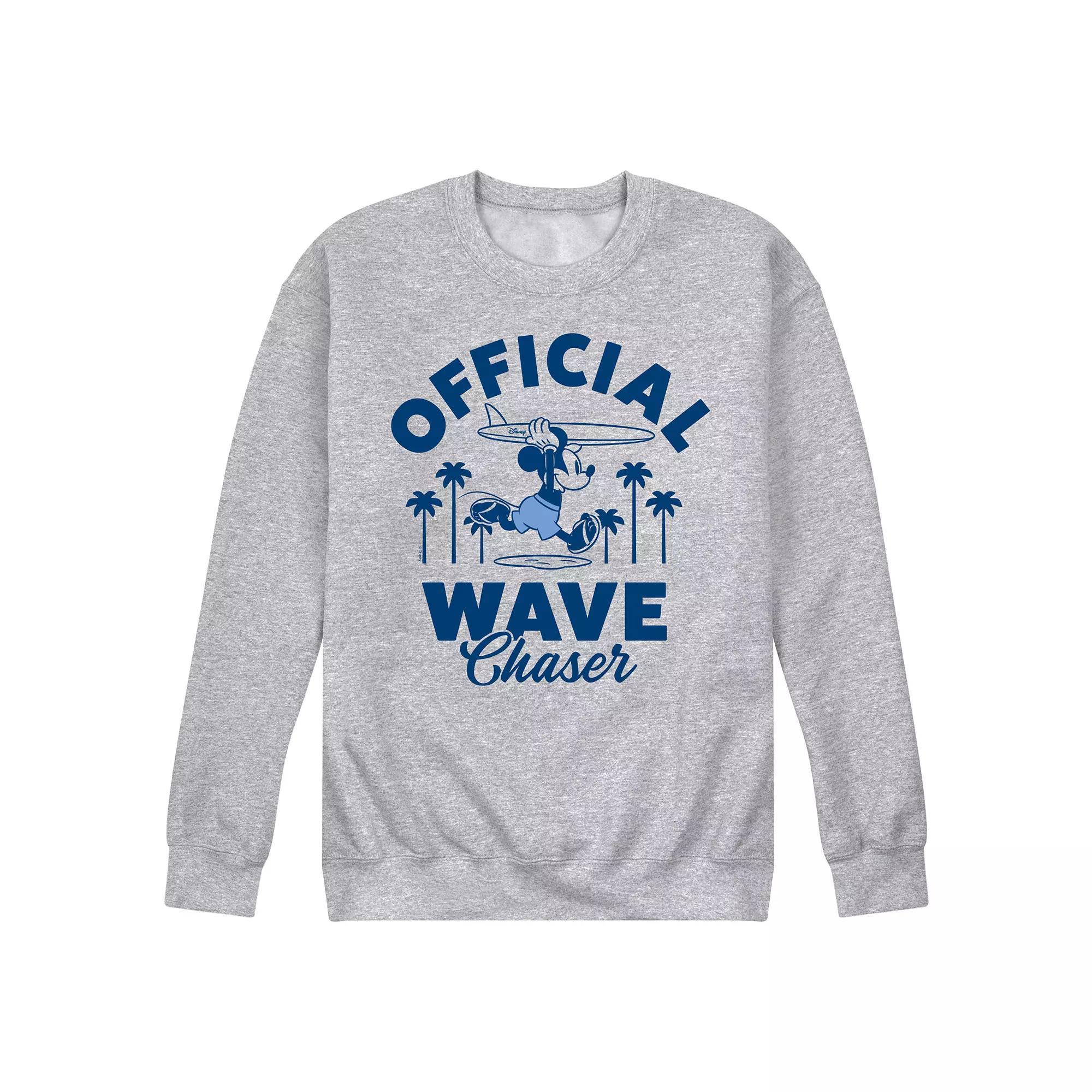 Disneys Mickey Mouse Mens Official Wave Chase Fleece Sweatshirt Grey Gray Product Image