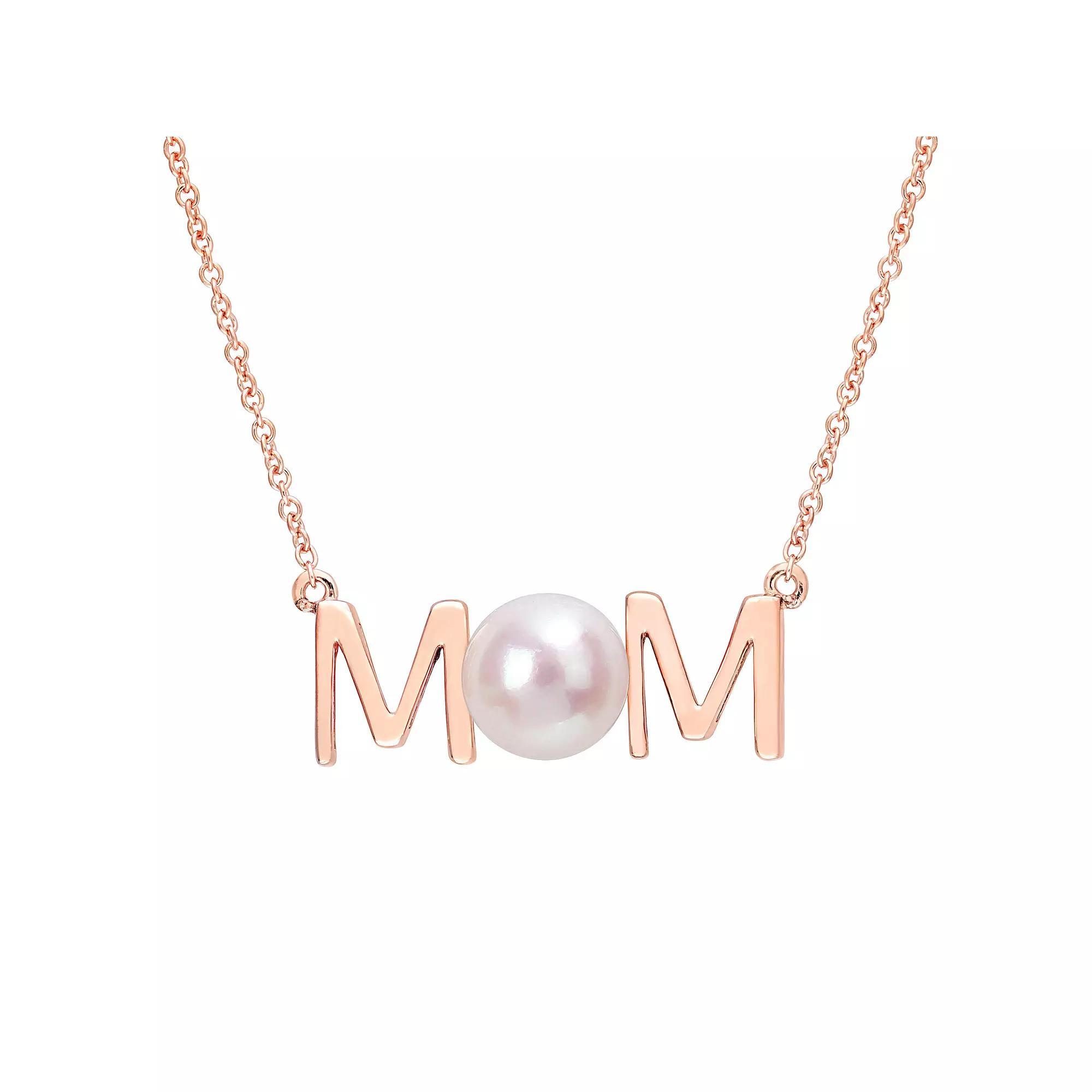 Stella Grace 10k Rose Gold Freshwater Cultured Pearl "Mom" Necklace, Women's, Size: 17" Product Image
