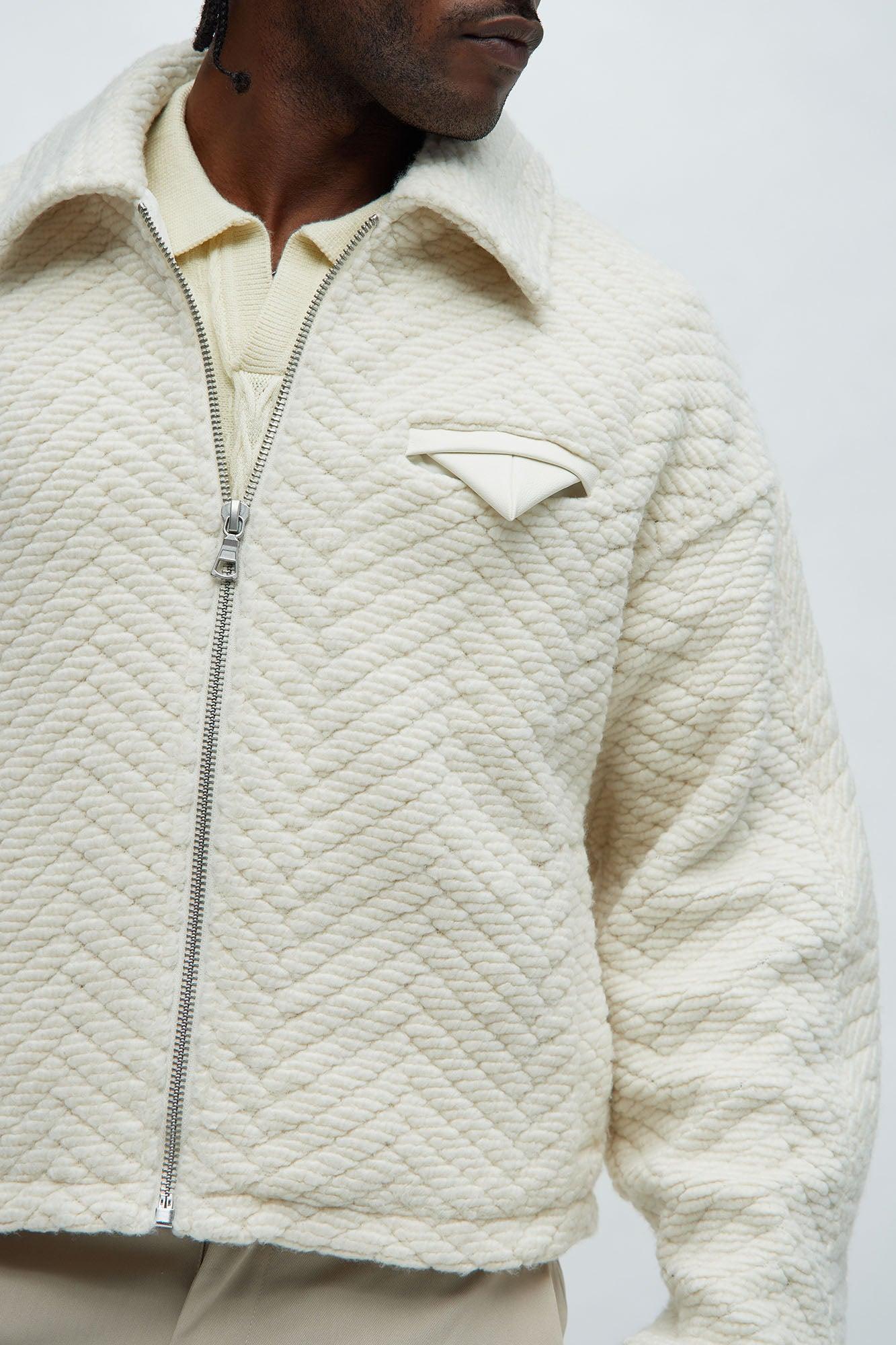 Duke Textured Cropped Jacket - White Product Image