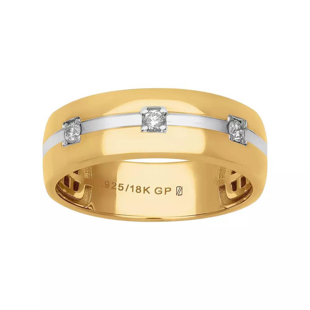 Men's AXL 18k Gold-Plated Silver 1/8 Carat T.W. Diamond Ring, Size: 13, Gold Tone Product Image