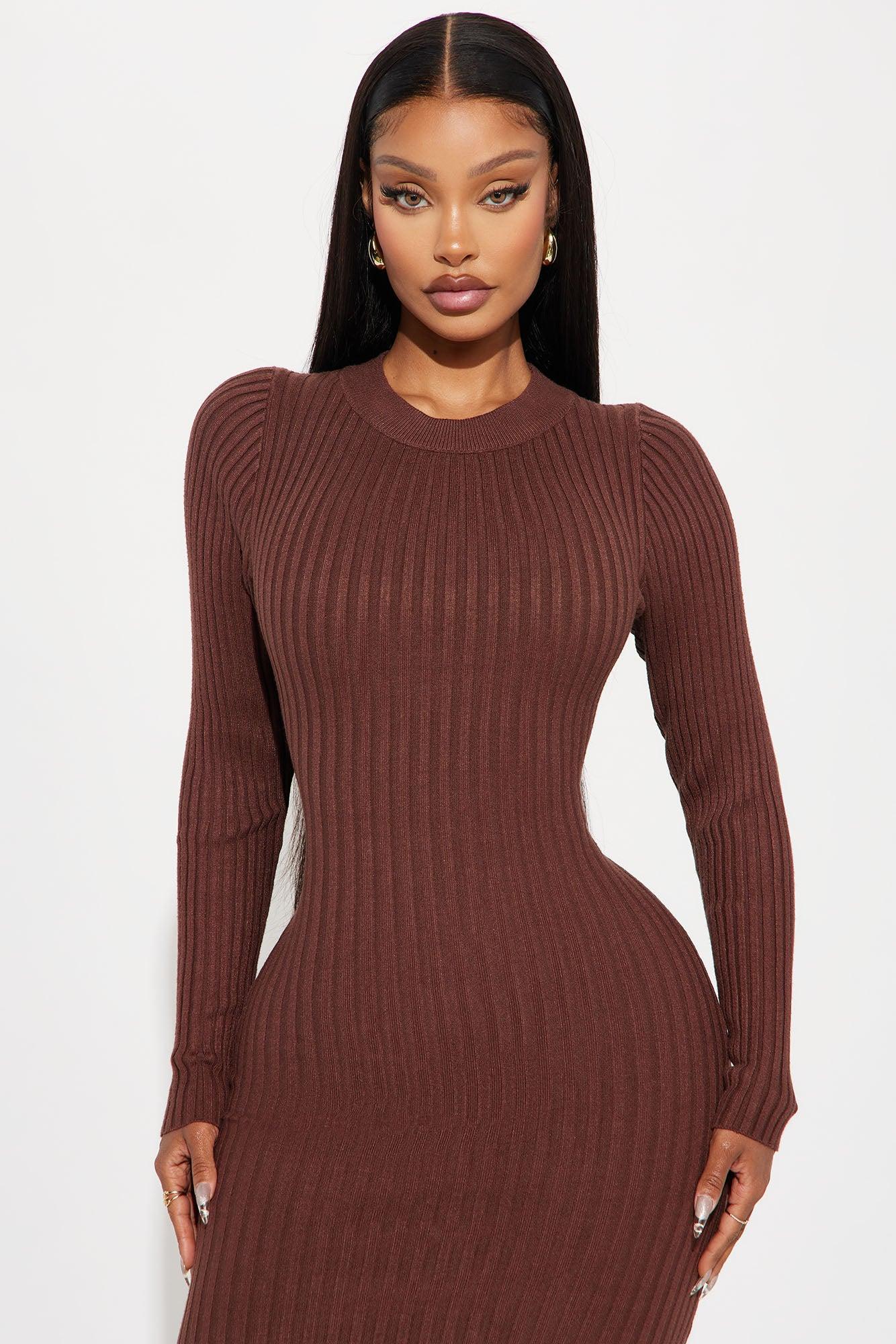 Kaylie Sweater Maxi Dress - Chocolate Product Image