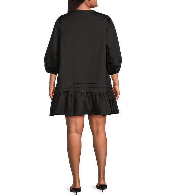 Sugarlips Plus Velma Long Sleeve Ruffled Poplin Shift Dress Product Image