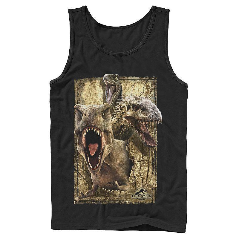 Men's Jurassic World T-Rex Indominus Rex & Raptor Tank Top, Size: Large, Athletic Grey Product Image