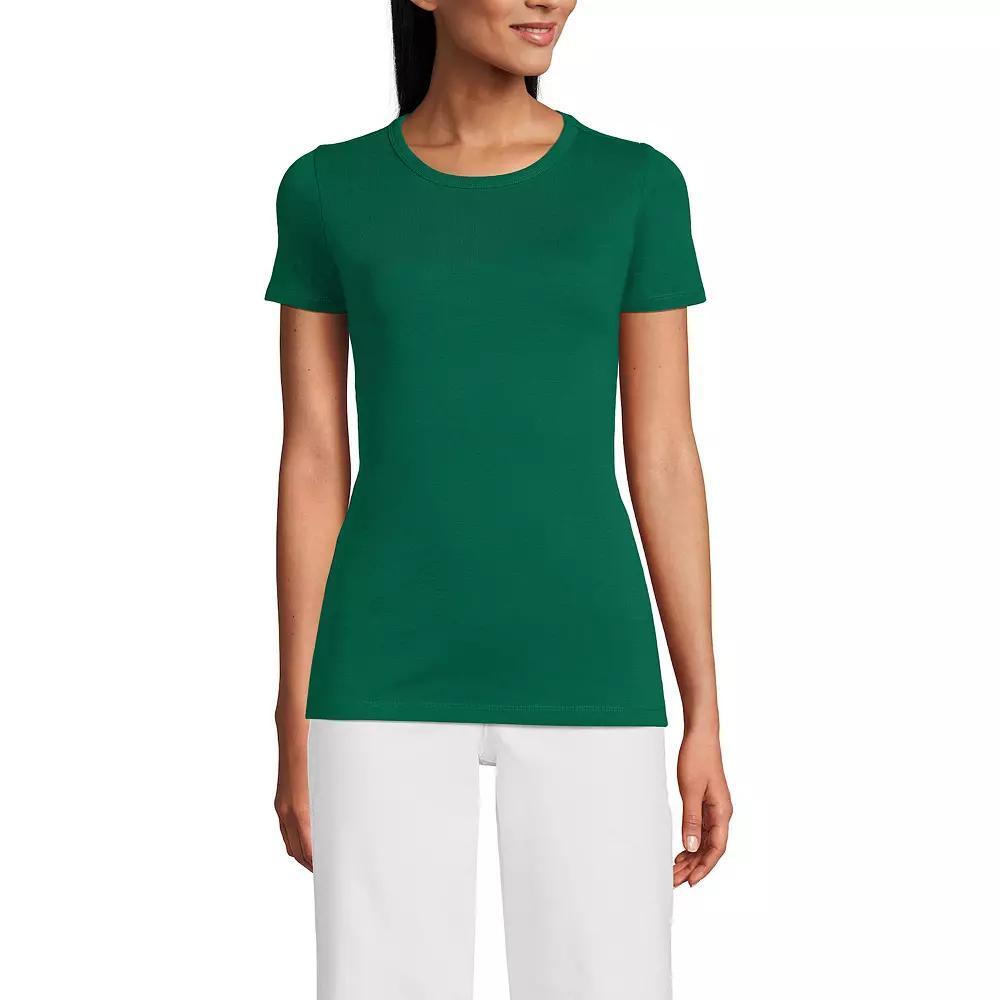 Women's Lands' End All-Cotton Crewneck Tee, Size: Medium, Deep  Blue Stars Product Image