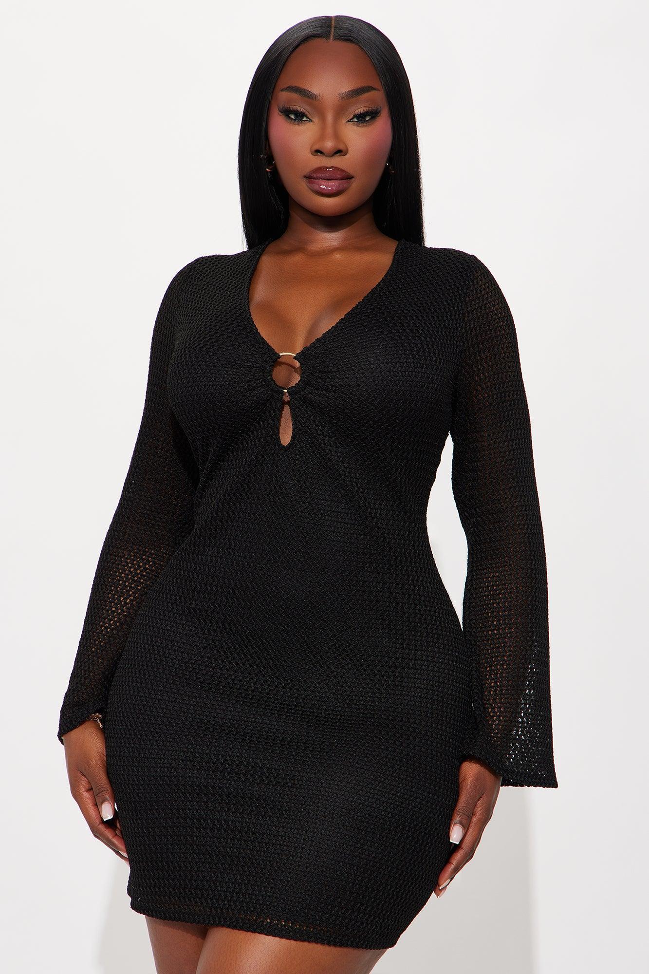 Find Me Poolside Crochet Mini Dress - Black Product Image